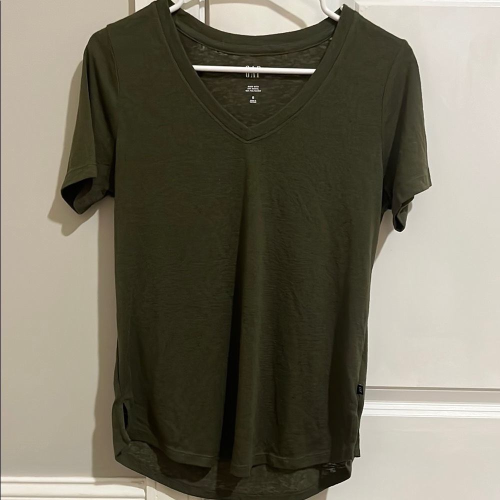 GAP Green Fitted V-Neck T-Shirt